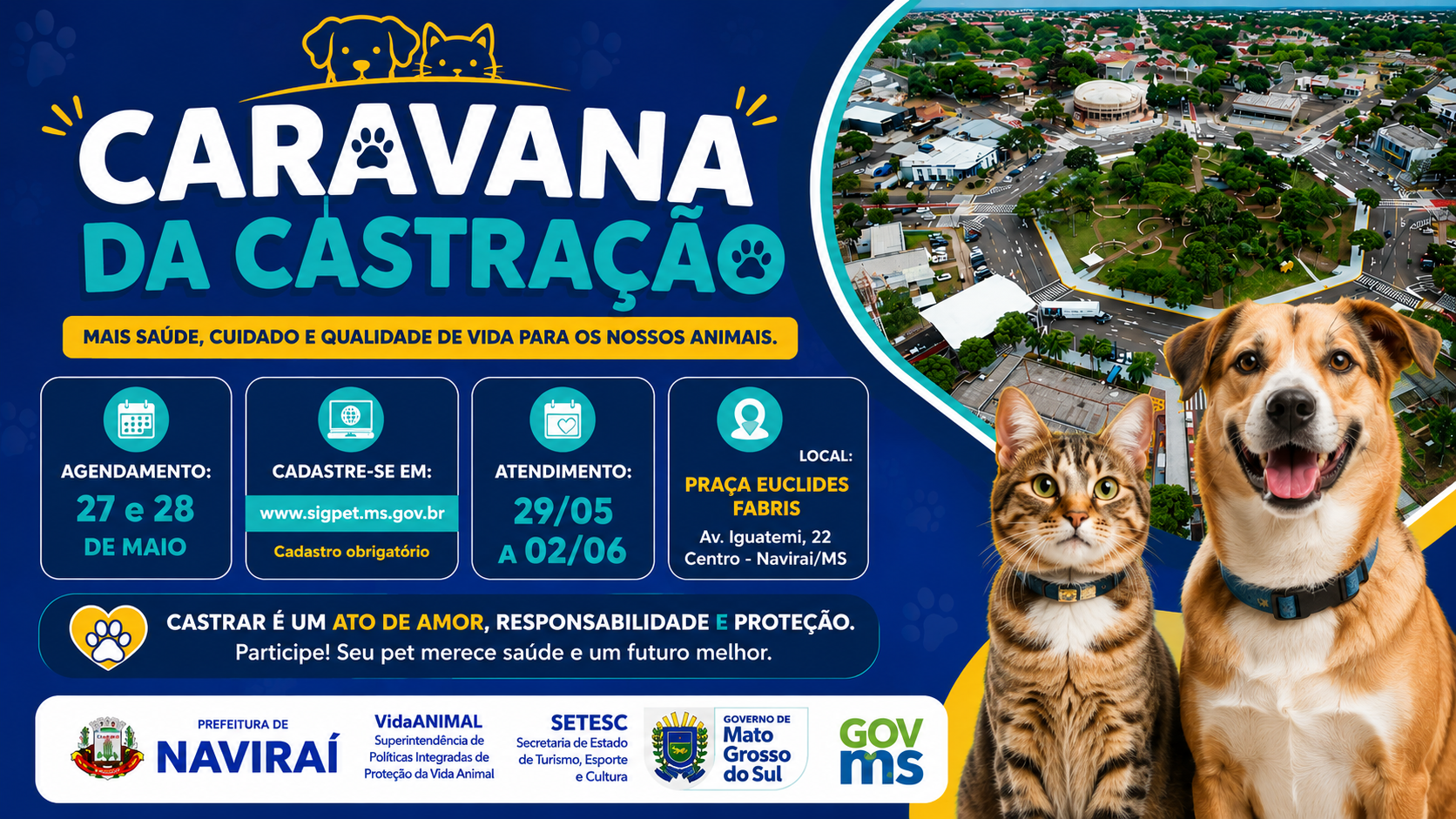 Último dia para agendamento da Caravana da Castração em Naviraí